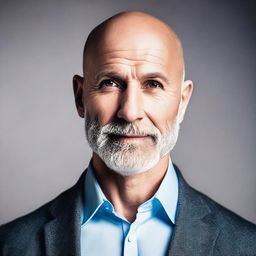 Create an image of a sexy bald man with a grey beard