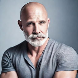 Create an image of a sexy bald man with a grey beard