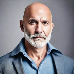 Create an image of a sexy bald man with a grey beard