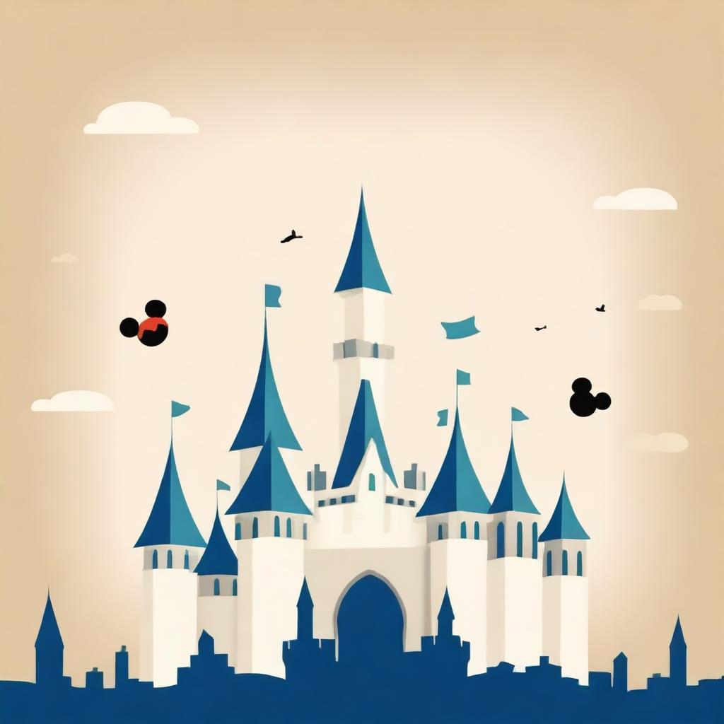 Create a simple Disney-themed background featuring a single iconic element from Disney, such as Mickey Mouse ears or a magic wand, centered on a plain background