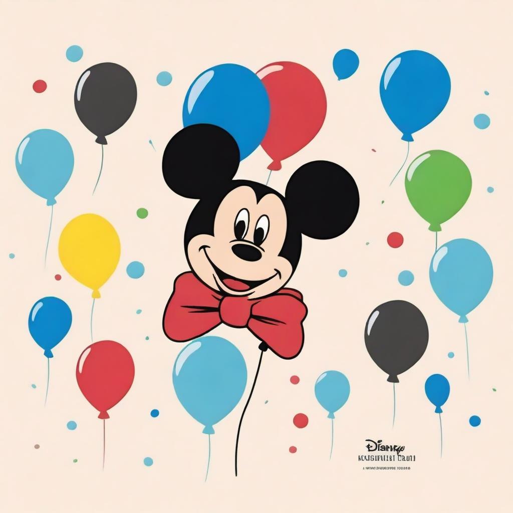 Create a simple Disney-themed background for kids featuring a single iconic element from Disney, such as Mickey Mouse ears, a magic wand, or a balloon, centered on a plain background