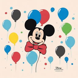 Create a simple Disney-themed background for kids featuring a single iconic element from Disney, such as Mickey Mouse ears, a magic wand, or a balloon, centered on a plain background