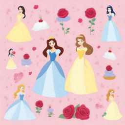 Create a simple Disney princess-themed background suitable for kids