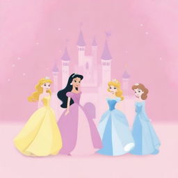 Create a simple Disney Princess-themed backdrop for kids featuring a single iconic element, such as a tiara, a magic wand, or a glass slipper, centered on a plain background