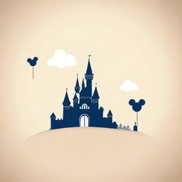 Create a simple Disney-themed backdrop featuring a single iconic element, such as Mickey Mouse ears, a magic wand, or a castle silhouette, centered on a plain background