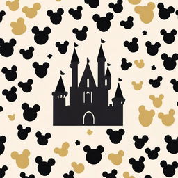 Create a simple Disney-themed backdrop featuring a single iconic element, such as Mickey Mouse ears, a magic wand, or a castle silhouette, centered on a plain background