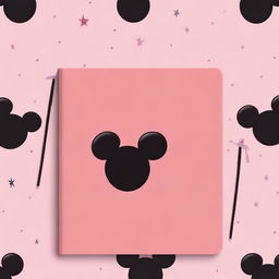 Create a simple Disney-themed notebook backdrop featuring a single iconic element, such as Mickey Mouse ears, a magic wand, or a tiara, centered on a plain background