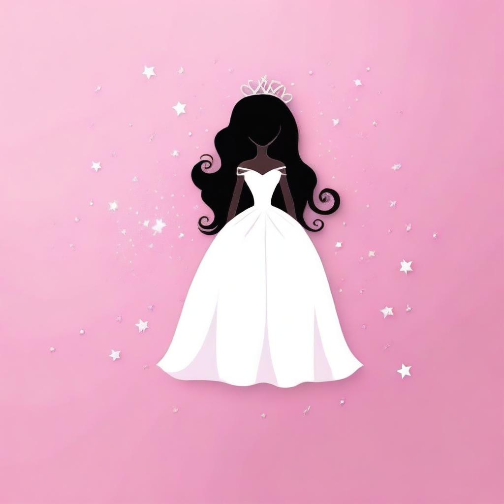 Create a simple Disney Princess-themed notebook backdrop featuring a single iconic element, such as a tiara, a glass slipper, or a magic wand, centered on a plain background