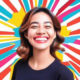 Create an image of a cheerful smile with a bright and happy background