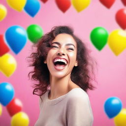 Create an image of a cheerful smile with a bright and happy background