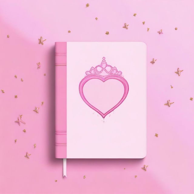 Create a girly princess-themed notebook backdrop featuring a single iconic element, such as a tiara, a heart, or a magic wand, centered on a plain background