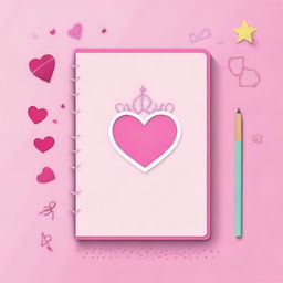 Create a simple girly princess-themed notebook backdrop featuring a single iconic element, such as a tiara, a heart, or a magic wand, centered on a plain background