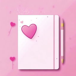 Create a simple girly princess-themed notebook backdrop featuring a single iconic element, such as a tiara, a heart, or a magic wand, centered on a plain background