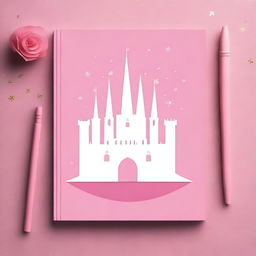 Create a simple princess-themed notebook backdrop featuring a single iconic element, such as a tiara, a castle, or a magic wand, centered on a plain background