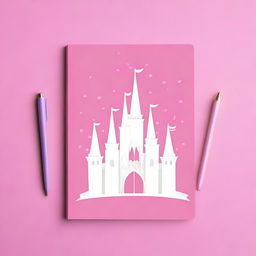 Create a simple princess-themed notebook backdrop featuring a single iconic element, such as a tiara, a castle, or a magic wand, centered on a plain background