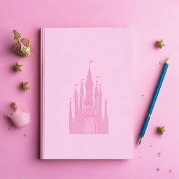 Create a simple princess-themed notebook backdrop featuring a single iconic element, such as a tiara, a castle, or a magic wand, centered on a plain background