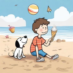 An illustration inspired by 'Diary of a Wimpy Kid - Dog Days,' featuring Greg Heffley and his dog Sweetie