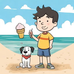 An illustration inspired by 'Diary of a Wimpy Kid - Dog Days,' featuring Greg Heffley and his dog Sweetie