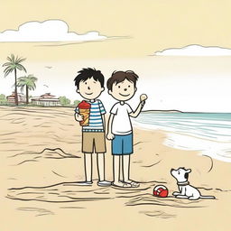 An illustration inspired by 'Diary of a Wimpy Kid - Dog Days,' featuring Greg Heffley and his dog Sweetie