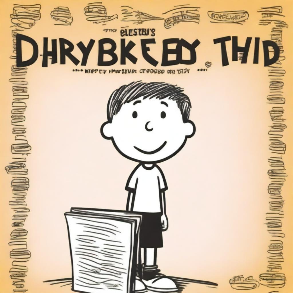 Create a book cover for 'Diary of a Wimpy Kid,' featuring Greg Heffley in his classic cartoon style