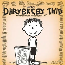 Create a book cover for 'Diary of a Wimpy Kid,' featuring Greg Heffley in his classic cartoon style