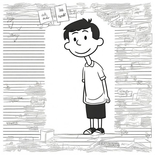 Create a book cover for 'Diary of a Wimpy Kid,' featuring Greg Heffley in his classic cartoon style