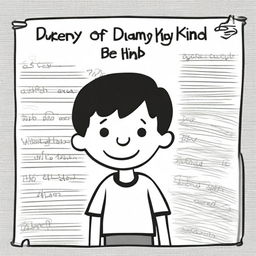 Create a book cover for 'Diary of a Wimpy Kid,' featuring Greg Heffley in his classic cartoon style