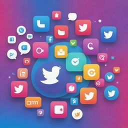 A vibrant digital marketing post featuring icons of social media platforms, engaging graphics and compelling call-to-action texts.