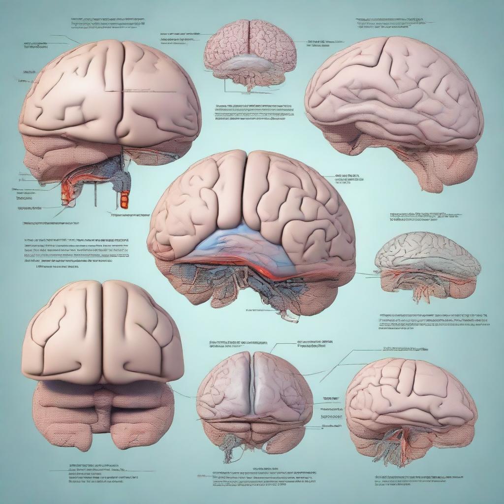 A detailed and intricate illustration of brain reconstruction, showcasing the various stages and techniques used in modern neuroscience