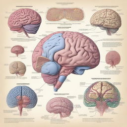 A detailed and intricate illustration of brain reconstruction, showcasing the various stages and techniques used in modern neuroscience