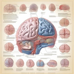 A detailed and intricate illustration of brain reconstruction, showcasing the various stages and techniques used in modern neuroscience