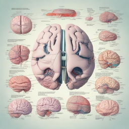 A detailed and intricate illustration of brain reconstruction, showcasing the various stages and techniques used in modern neuroscience