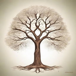 A detailed illustration of a human brain with the tree of life growing from it, symbolizing philosophy and knowledge
