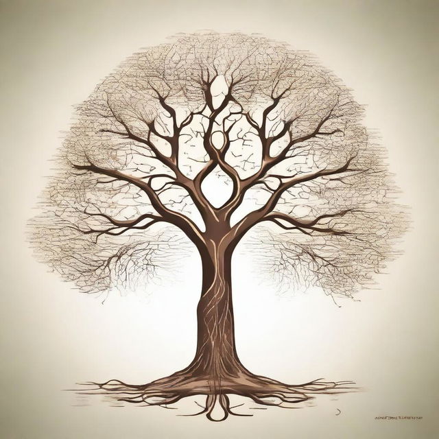 A detailed illustration of a human brain with the tree of life growing from it, symbolizing philosophy and knowledge