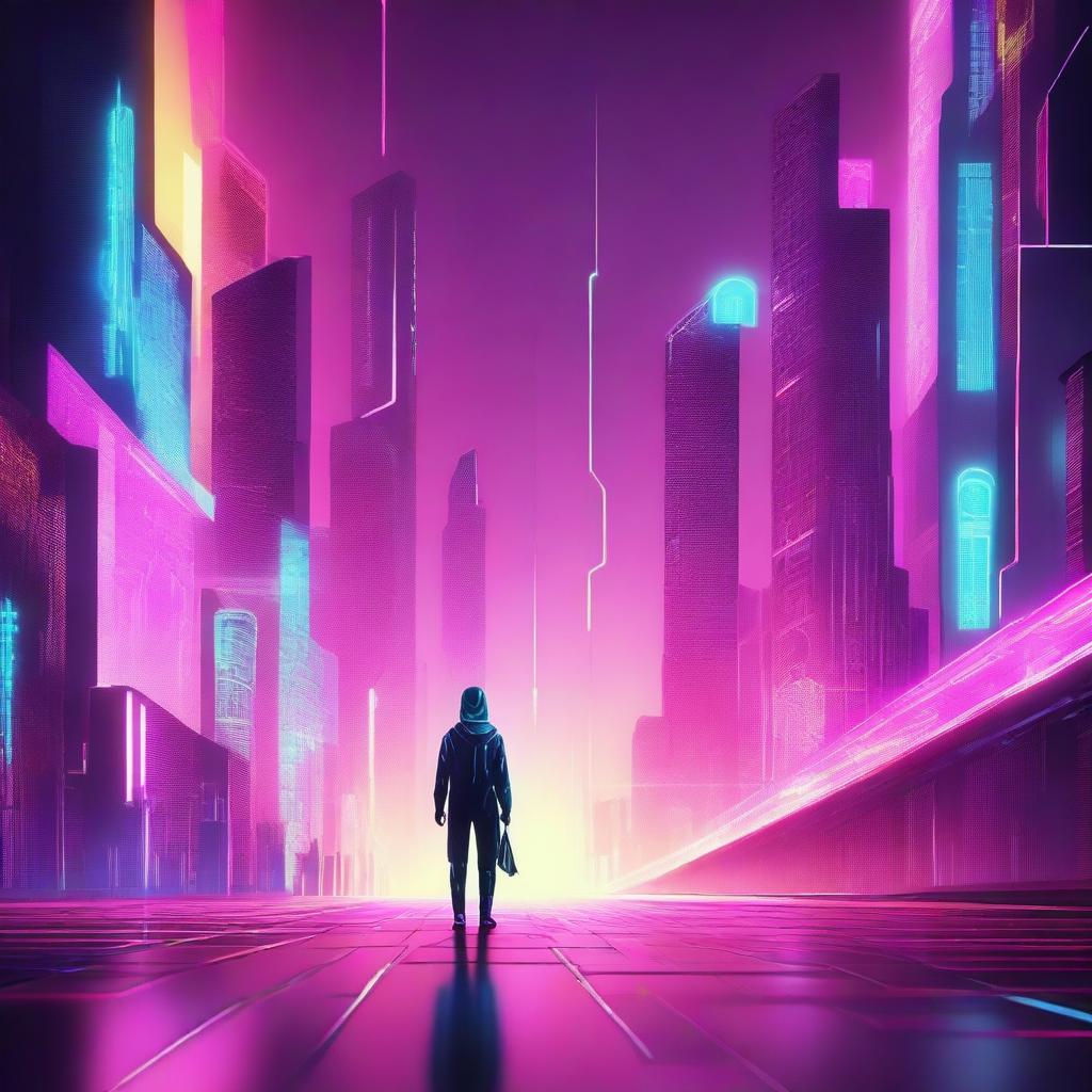 A futuristic scene depicting the journey of self-awareness