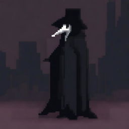 A pixel art depiction of SCP-049, the Plague Doctor from the SCP Foundation