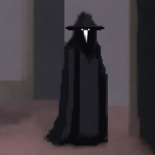 A pixel art depiction of SCP-049, the Plague Doctor from the SCP Foundation