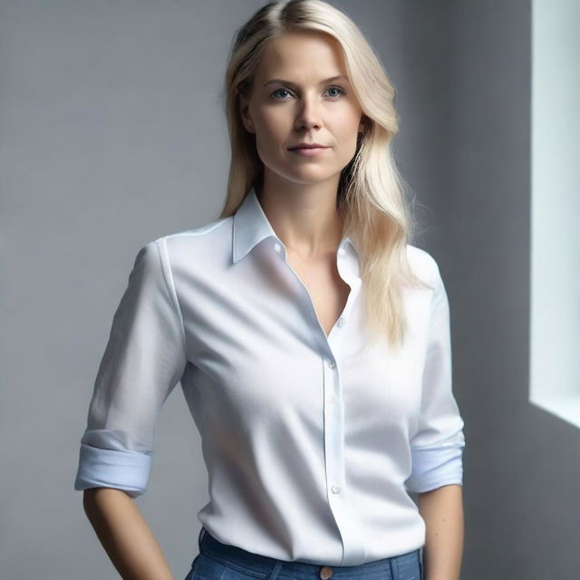 A 4k photo realistic shot of an attractive Swedish woman in a side profile