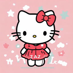 An adorable illustration of Hello Kitty with the name Lyza written in a cute, playful font above her