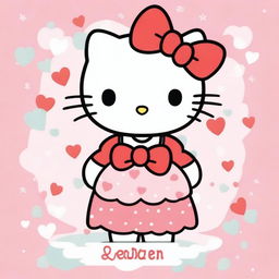 An adorable illustration of Hello Kitty with the name Lyza written in a cute, playful font above her