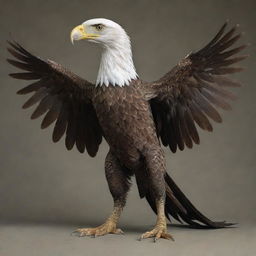 A creature combining the distinct traits of a lizard and an eagle, featuring the scales, head, and tail of a lizard with the powerful wings and talons of an eagle.