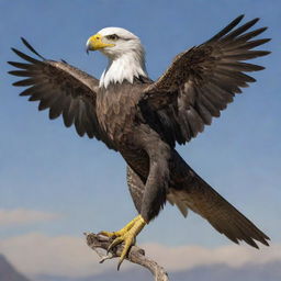 A creature combining the distinct traits of a lizard and an eagle, featuring the scales, head, and tail of a lizard with the powerful wings and talons of an eagle.