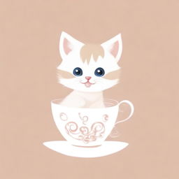 A raw photograph of an adorable kitten sitting inside a teacup