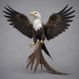 A creature combining the distinct traits of a lizard and an eagle, featuring the scales, head, and tail of a lizard with the powerful wings and talons of an eagle.