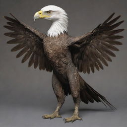 A creature combining the distinct traits of a lizard and an eagle, featuring the scales, head, and tail of a lizard with the powerful wings and talons of an eagle.