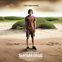 Create a realistic movie poster with the text 'The Survival Game' (this is the movie's name)