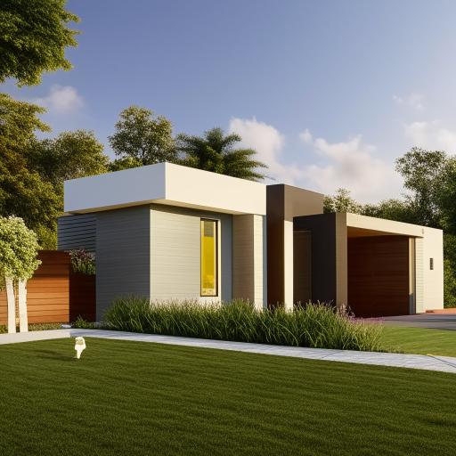 Design a 30x60 sqft suburban house with a sleek architecture and a lush green lawn