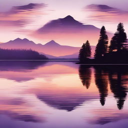 A peaceful sunset over a serene lake with gentle waves