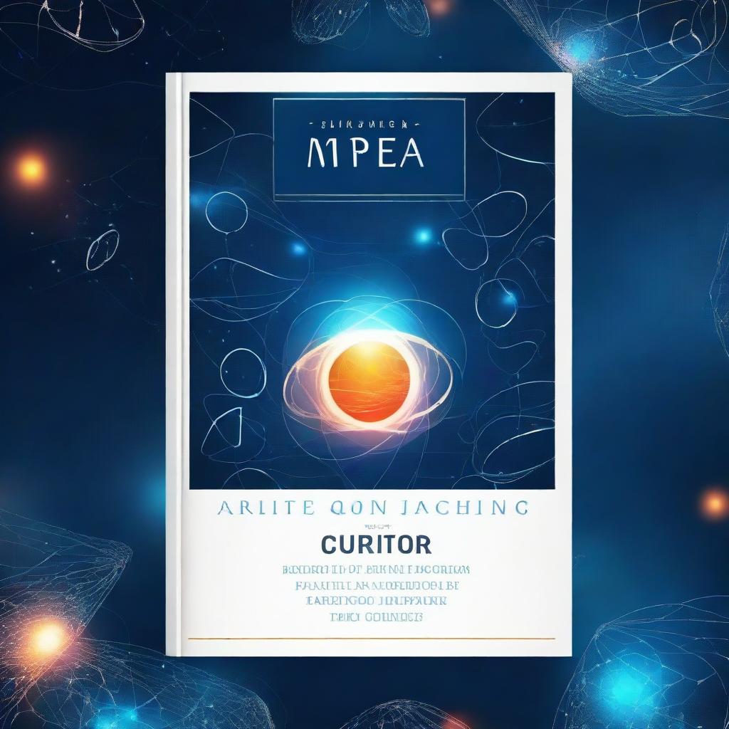 A captivating science book cover featuring a futuristic design with elements of space, DNA strands, and scientific equations