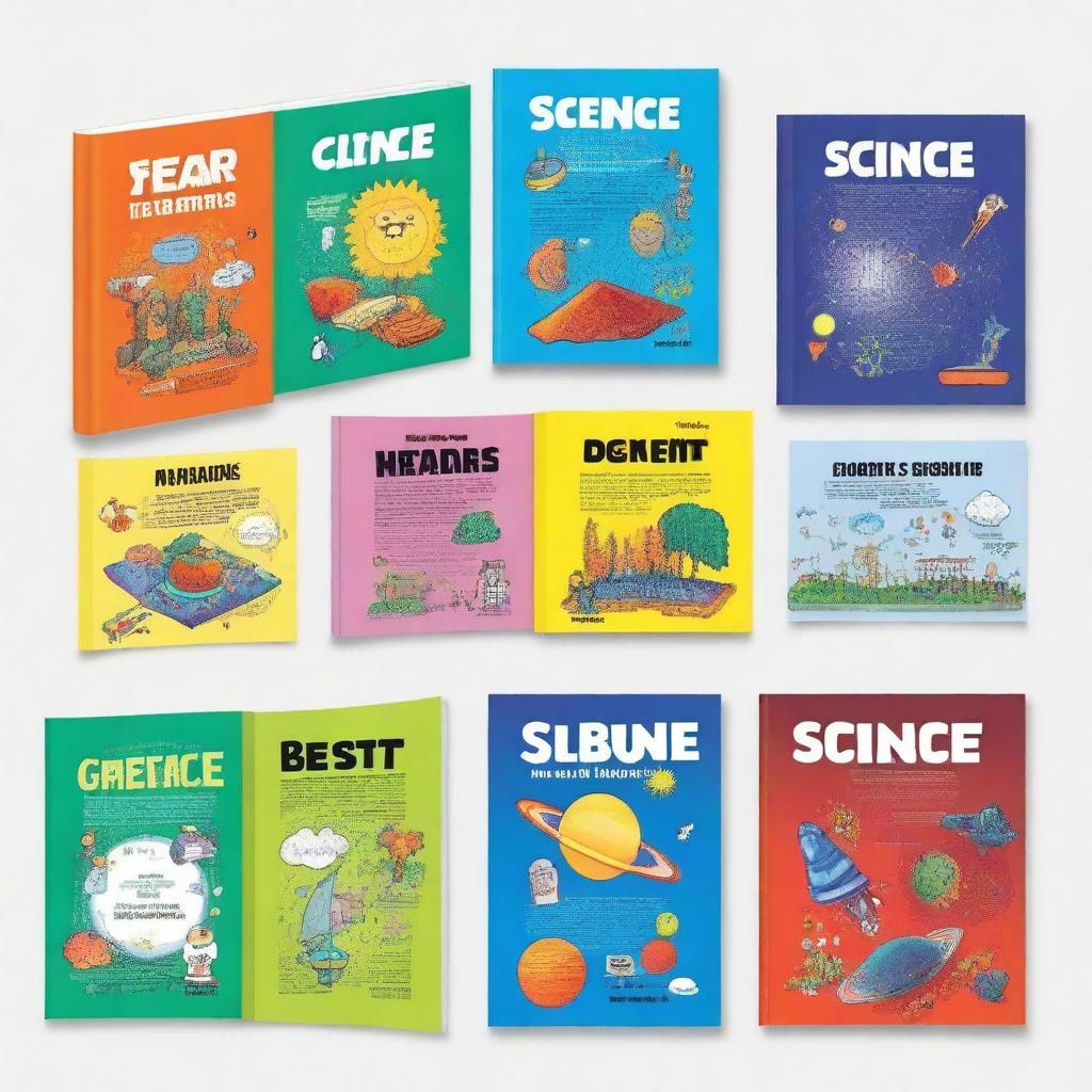 Design a colorful and interesting science book cover for Year 5 primary students